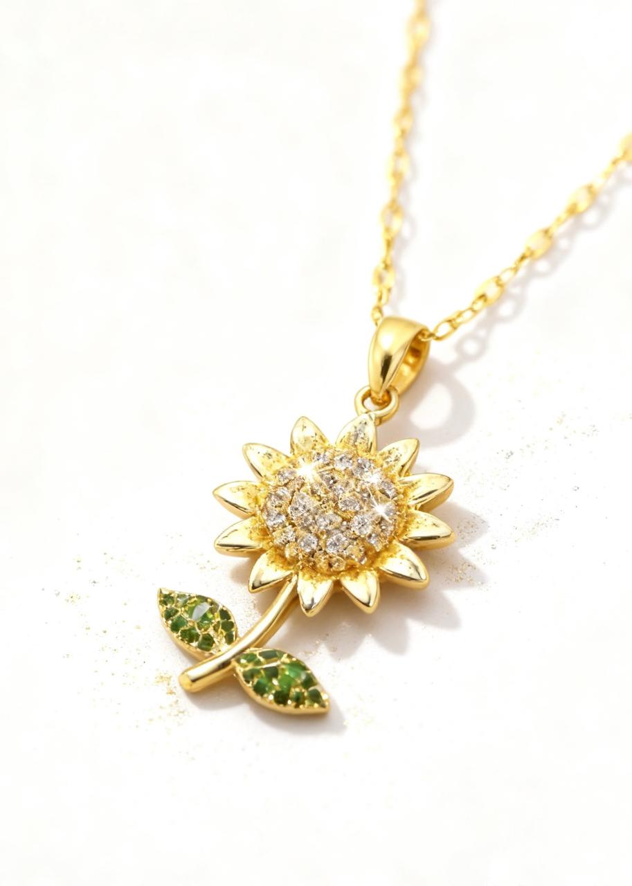 Rising Sunflower Pendant "Adjustable Chain"