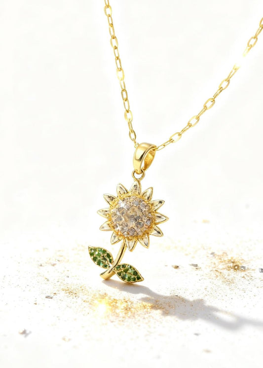 Rising Sunflower Pendant "Adjustable Chain"
