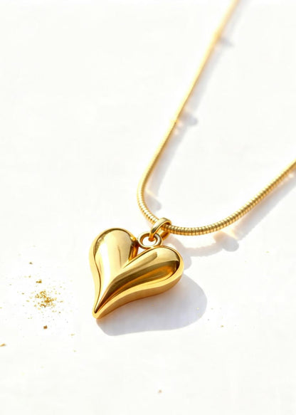 Gold Heart Pendant "Adjustable Chain"