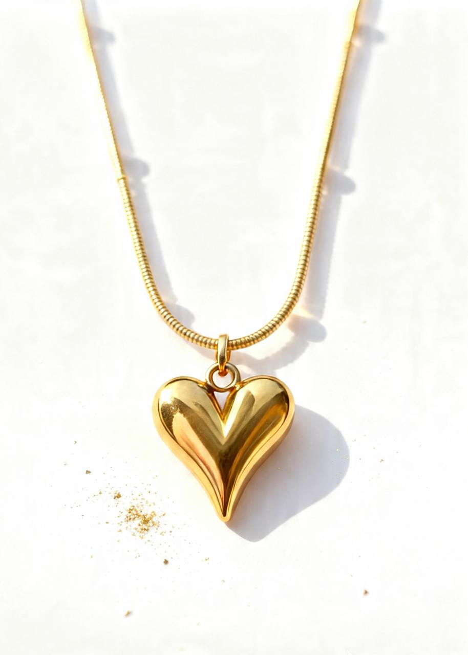 Gold Heart Pendant "Adjustable Chain"
