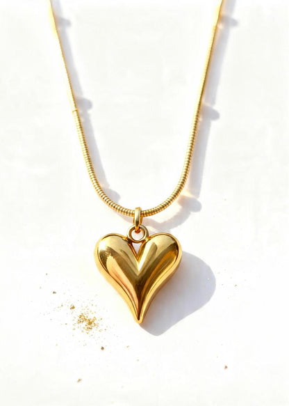 Gold Heart Pendant "Adjustable Chain"