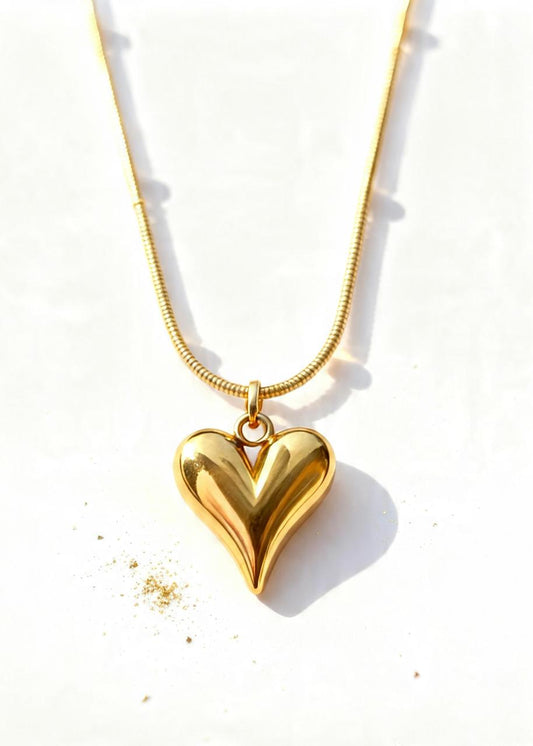 Gold Heart Pendant "Adjustable Chain"