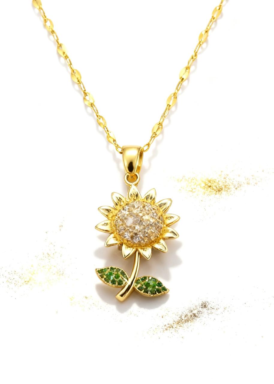 Rising Sunflower Pendant "Adjustable Chain"