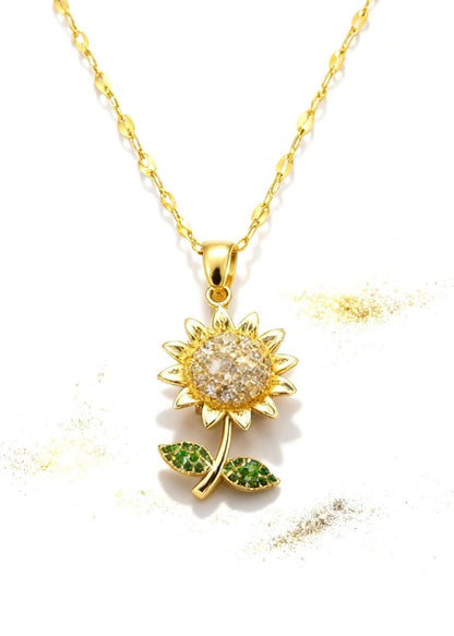 Rising Sunflower Pendant "Adjustable Chain"