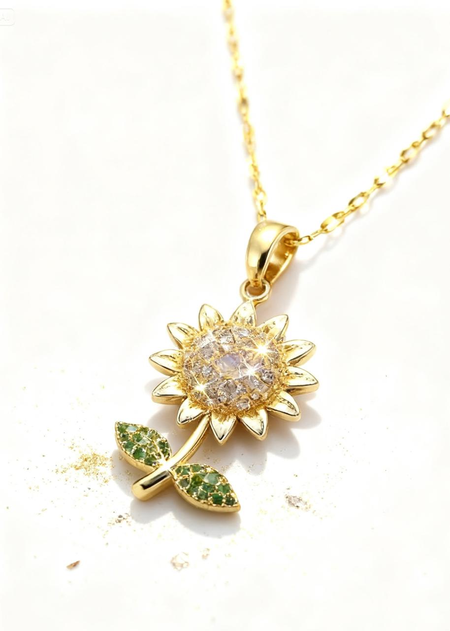 Rising Sunflower Pendant "Adjustable Chain"
