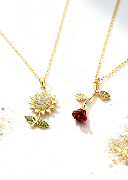 Premium Flower Pendants Gift Box "Falling Rose & Sunflower"