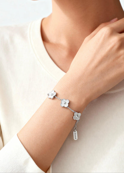 Silver Clover Bracelet "Adjustable"